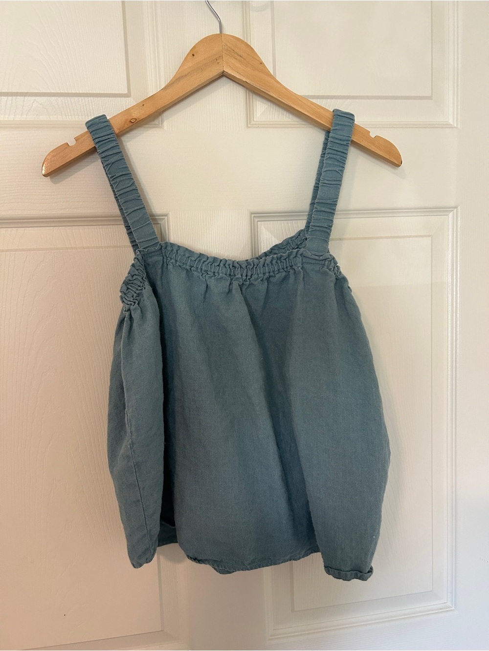 Linen Light Blue Sleeveless Bubble Romper Top - Unbranded